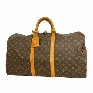 LOUIS VUITTON Brown Monogram Keepall 55 Boston Bag